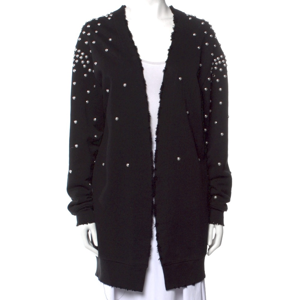 RtA distressed open front black sweater/cardigan w/studs embellishment US size S
